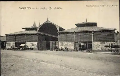 Ak Moulins Allier, les Halles, Place d'Allier