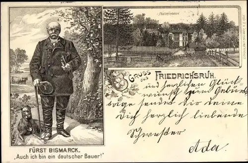 Litho Friedrichsruh Aumühle Schleswig Holstein, Fürst Otto von Bismarck, Hund, Villa
