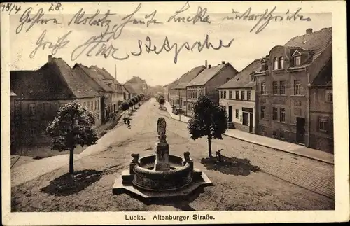 Ak Lucka im Kreis Altenburger Land, Altenburger Straße, Brunnen