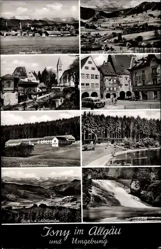 Ak Isny im Allgäu, Panorama, Sanatorium, Marktplatz, Waldbad