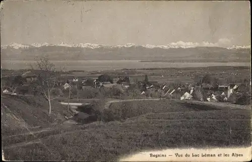 Ak Begnins Kanton Waadt, Vue du Lac Leman et les Alpes