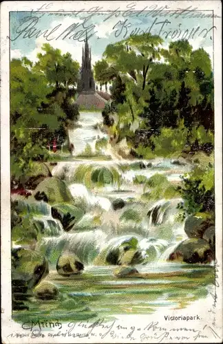 Litho Berlin Kreuzberg, Wasserfall, Victoriapark