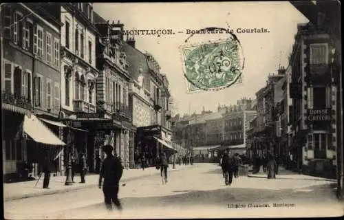 Ak Montluçon Allier, Boulevard de Courtais, cycliste, piétons