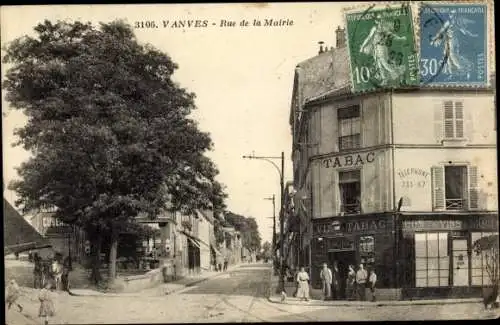 Ak Vanves Hauts de Seine, Rue de la Mairie, Tabac, Vins