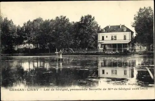 Ak Livry Gargan Seine Saint Denis, Lac de Sevigne, promenade favorite de Mme de Sevigne vers 1671