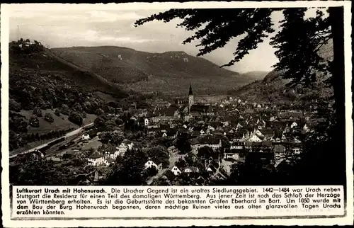 Ak Bad Urach in der Schwäbischen Alb, Gesamtansicht mit Hohenurach