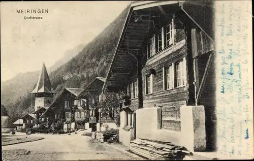 Ak Meiringen Kanton Bern Schweiz, Dorfstraße, Trenkler Bob. 136