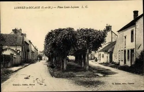 Ak Lorrez-le-Bocage Seine et Marne, Place Louis Lejeune