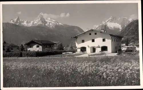 Foto Ak Berchtesgaden in Oberbayern, Café und Pension, Gebirge