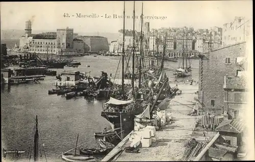 Ak Marseille Bouches du Rhône, Le Bassin du Carrenage