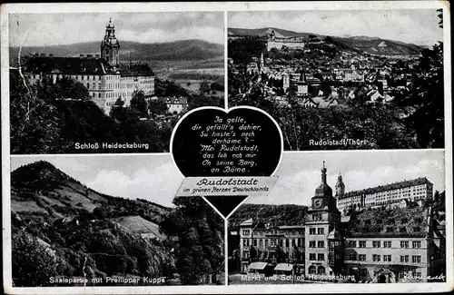 Ak Rudolstadt in Thüringen, Schloss Heidecksburg, Gesamtansicht, Markt