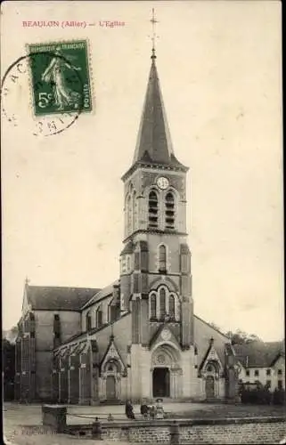 Ak Beaulon Allier, Eglise, vue de face