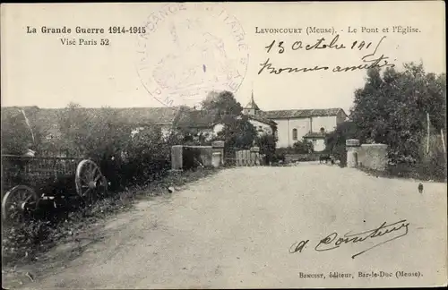 Ak Levoncourt Meuse, Le Pont et l'Eglise