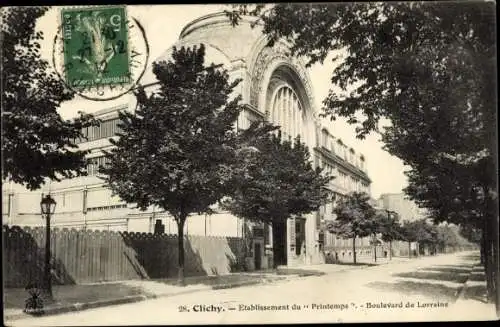 Ak Clichy Hauts de Seine, Etablissement du Printemps, Boulevard de Lorraine