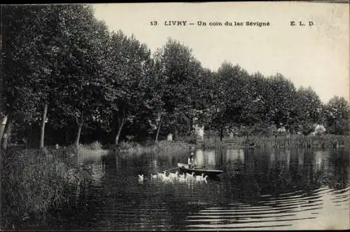 Ak Livry Gargan Seine Saint Denis, Un coin du lac Sevigne