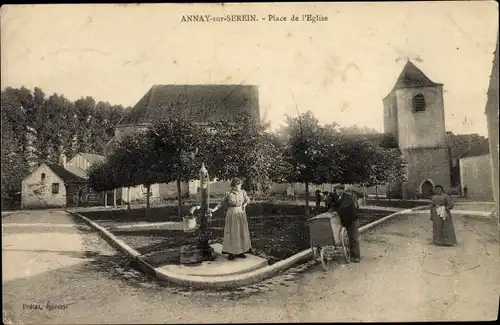 Ak Annay-sur-Serein Yonne, Place de l'Eglise