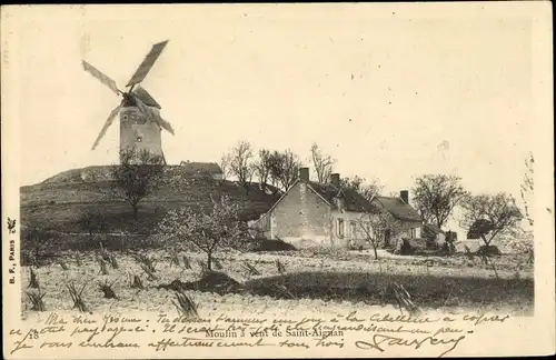Ak Saint Aignan sur Cher Loir et Cher, Moulin, Windmühle
