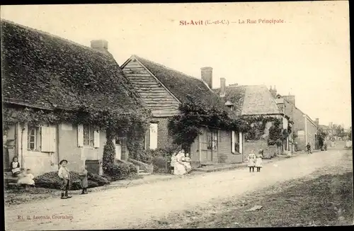 Ak St Avit Loir et Cher, Rue Principale, Kinder