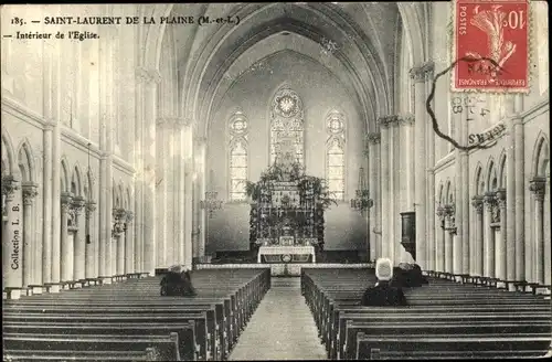 Ak Saint Laurent de la Plaine Maine et Loire, Interieur de l'Eglise