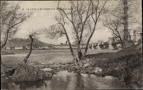 Ak Sancerre Cher, La Loire a St. Thibault, Brücke