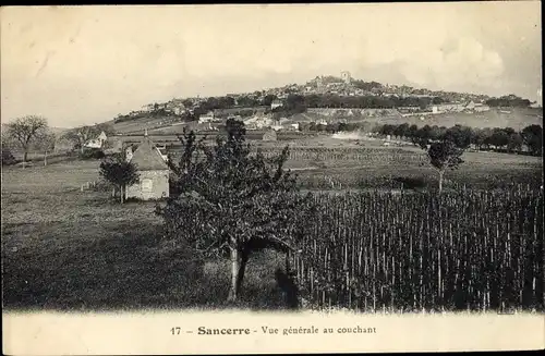 Ak Sancerre Cher, Vue generale au couchant, Felder, Panorama