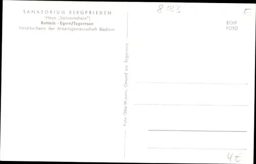 Ak Rottach Egern in Oberbayern, Sanatorium Bergfrieden, Gartenpartie