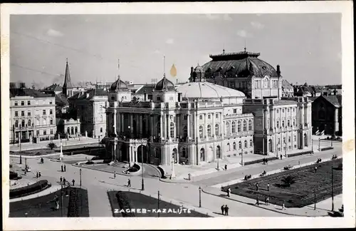 Foto Ak Zagreb Kroatien, Kazaliste, Ortspartie