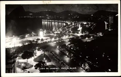 Foto Ak Rio de Janeiro Brasilien, Praca Paris bei Nacht