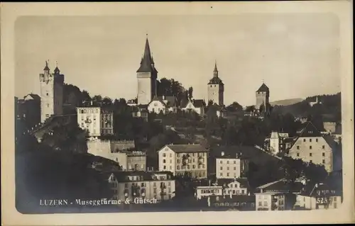 Ak Luzern Stadt Schweiz, Museggtürme und Gütsch