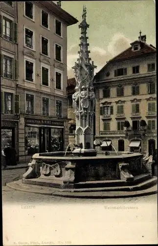 Ak Luzern Stadt Schweiz, Weinmarktbrunnen