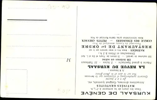 Ak Genève Genf Stadt, La Revue, Apotheose du dernier Acte, Kursaal, Saison 1910
