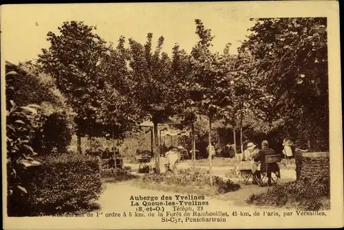 Ak La Queue les Yvelines, Auberge des Yvelines, Gartenpartie