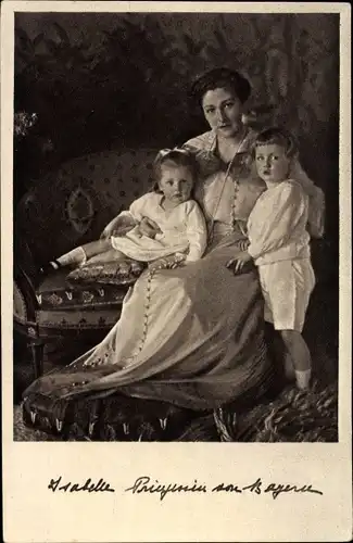 Ak Isabelle Prinzessin von Bayern mit Kindern