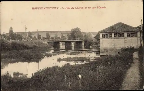 Ak Houdelaincourt Meuse, Le Pont du Chemin de fer sur l'Ornain