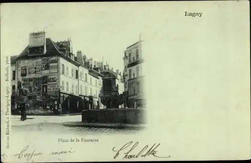 Ak Lagny Seine et Marne, Place de la Fontaine