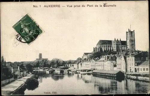 Ak Auxerre Yonne, Vue prise du Pont de la Cournelle
