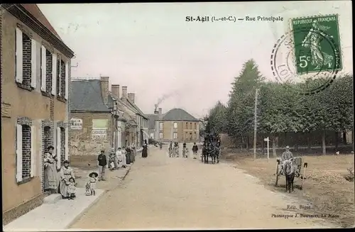 Ak Saint Agil Loir et Cher, Rue Principale