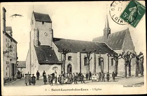 Ak Saint-Laurent-des-Eaux Loir et Cher, Eglise, Kinder