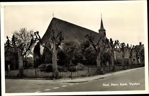 Ak Visvliet Groningen, Ned. Herv. Kerk, Kirche