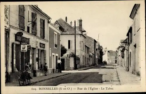 Ak Bonnelles Yvelines, Rue de l'Eglise, le Tabac