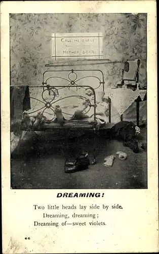 Ak Dreaming, Zwei schlafende Männer im Bett