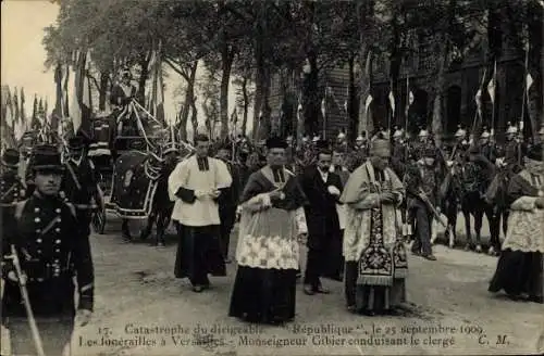 Ak Versailles Yvelines, Catastrophe du dirigeable Republique 1909, funerailles