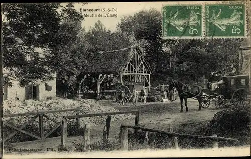 Ak Elancourt Yvelines, Moulin de l'Etang, Kutsche