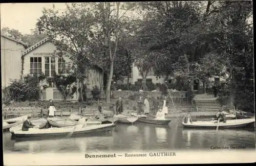 Ak Dennemont Yvelines, Restaurant Gauthier, Ruderboote