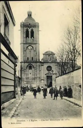 Ak Houilles Yvelines, L'Eglise, Clocher historique