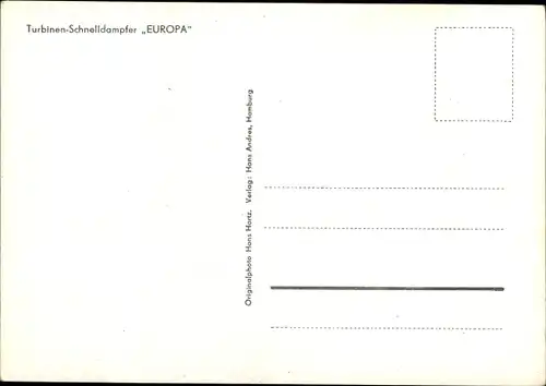 Ak Dampfer Europa, Norddeutscher Lloyd Bremen