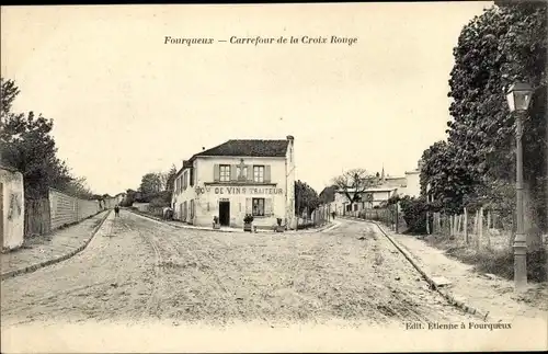 Ak Fourqueux Yvelines, Carrefour de la Croix Rouge