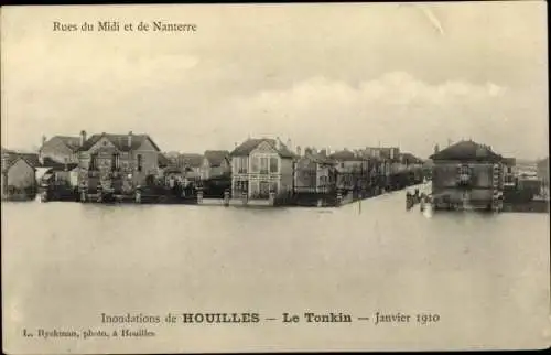Ak Houilles Yvelines, Inondations Janvier 1910