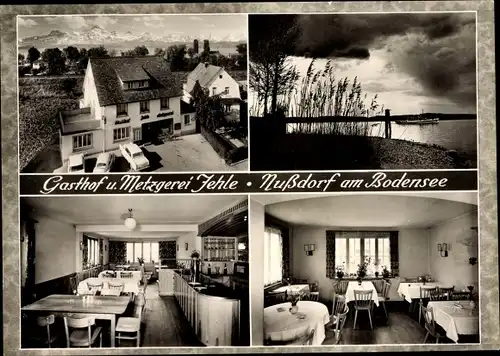 Ak Nußdorf Überlingen am Bodensee, Gasthof und Metzgerei Jehle, Inneres, Wasseransicht