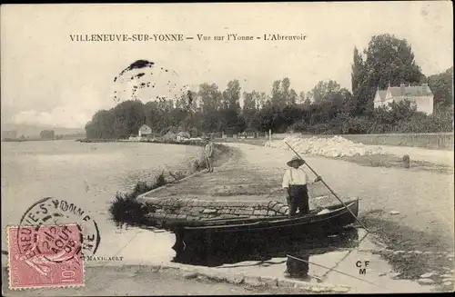 Ak Villeneuve sur Yonne, Vue sur l'Yonne, L'Abreuvoir